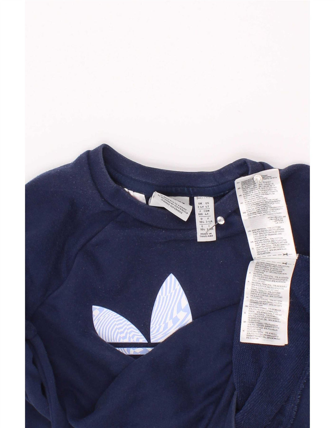 Adidas drenge grafisk sweatshirt trøje 3-4 år marineblå bomuld