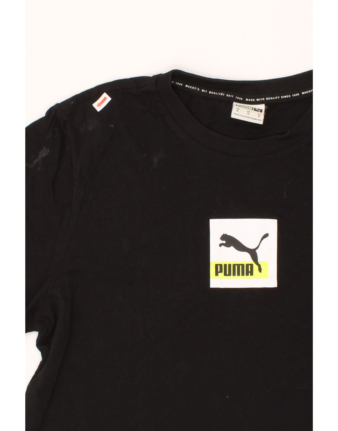 PUMA Mens Graphic T-Shirt Top Medium Black Cotton Vintage Puma and Second-Hand Puma from Messina Hembry 