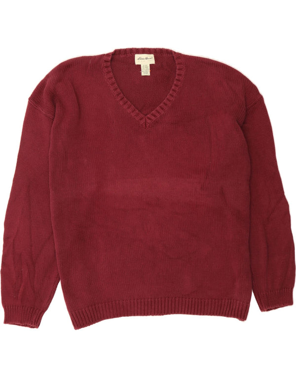 EDDIE BAUER Herre V-hals sweater 3XL Bourgogne bomuld