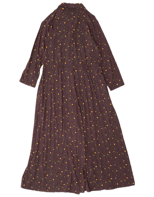 White Stuff Dame 3/4 ærmet Maxi Shirt Dress UK 10 Small Grey Spotted