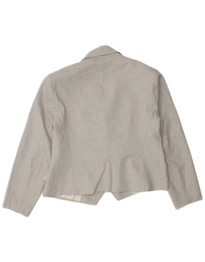 Zara Dame Crop Dobbeltradet Blazer Jacket UK 18 XL Grå Polyester