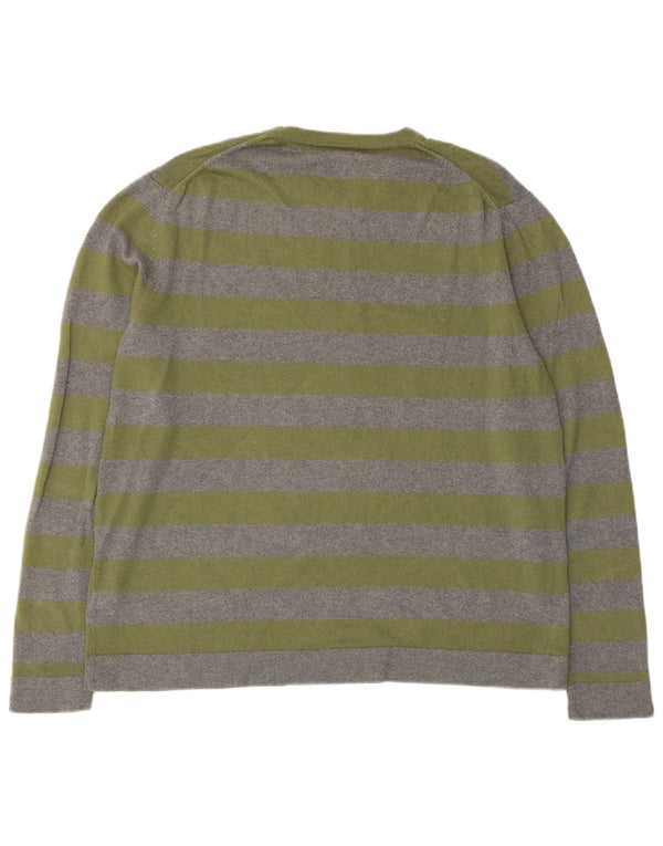Banana Republic Herre Crew Neck Jumper Sweater Medium Grå Stribet Silke
