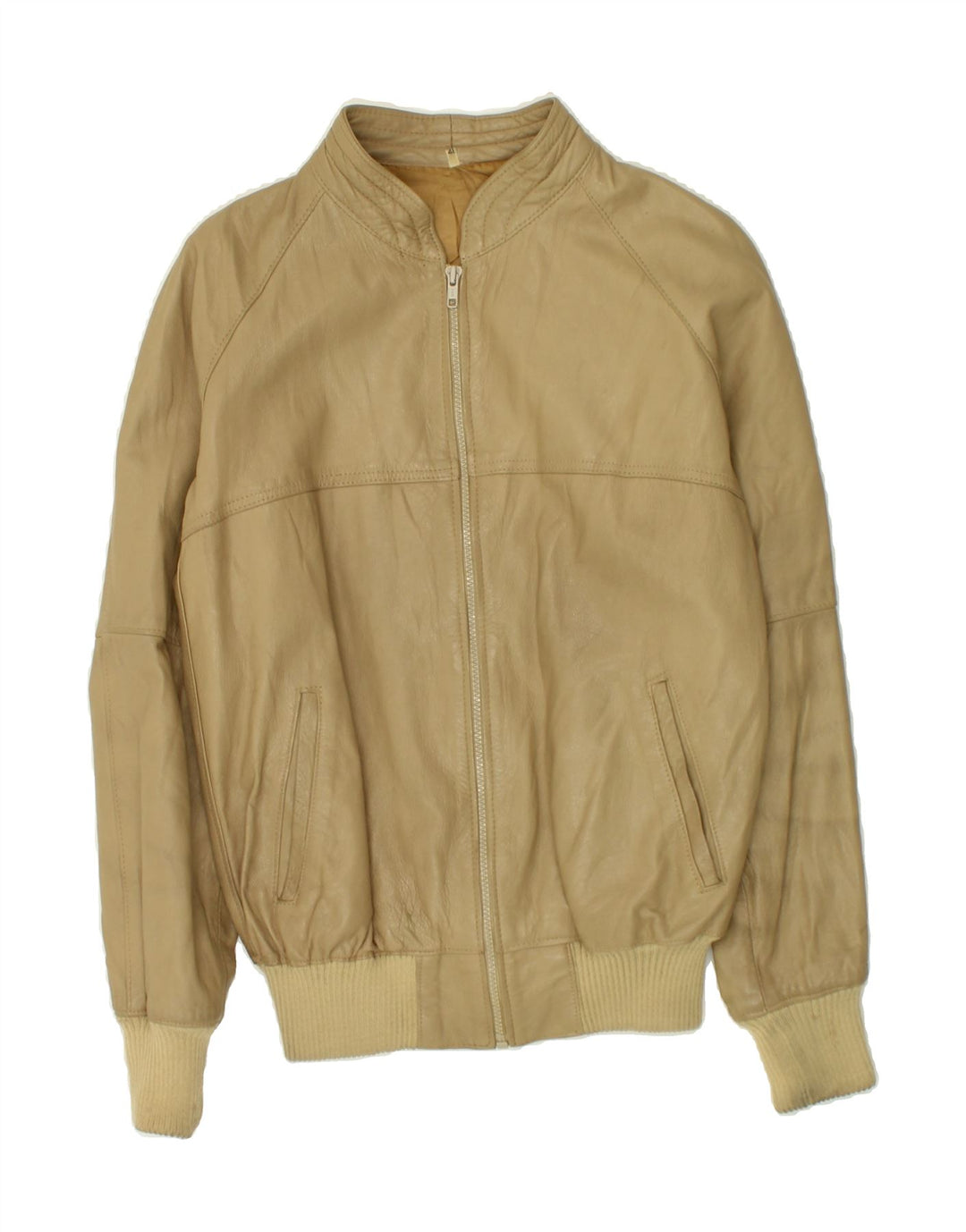 VINTAGE Womens Leather Jacket IT 48 XL Beige Vintage Vintage and Second-Hand Vintage from Messina Hembry 