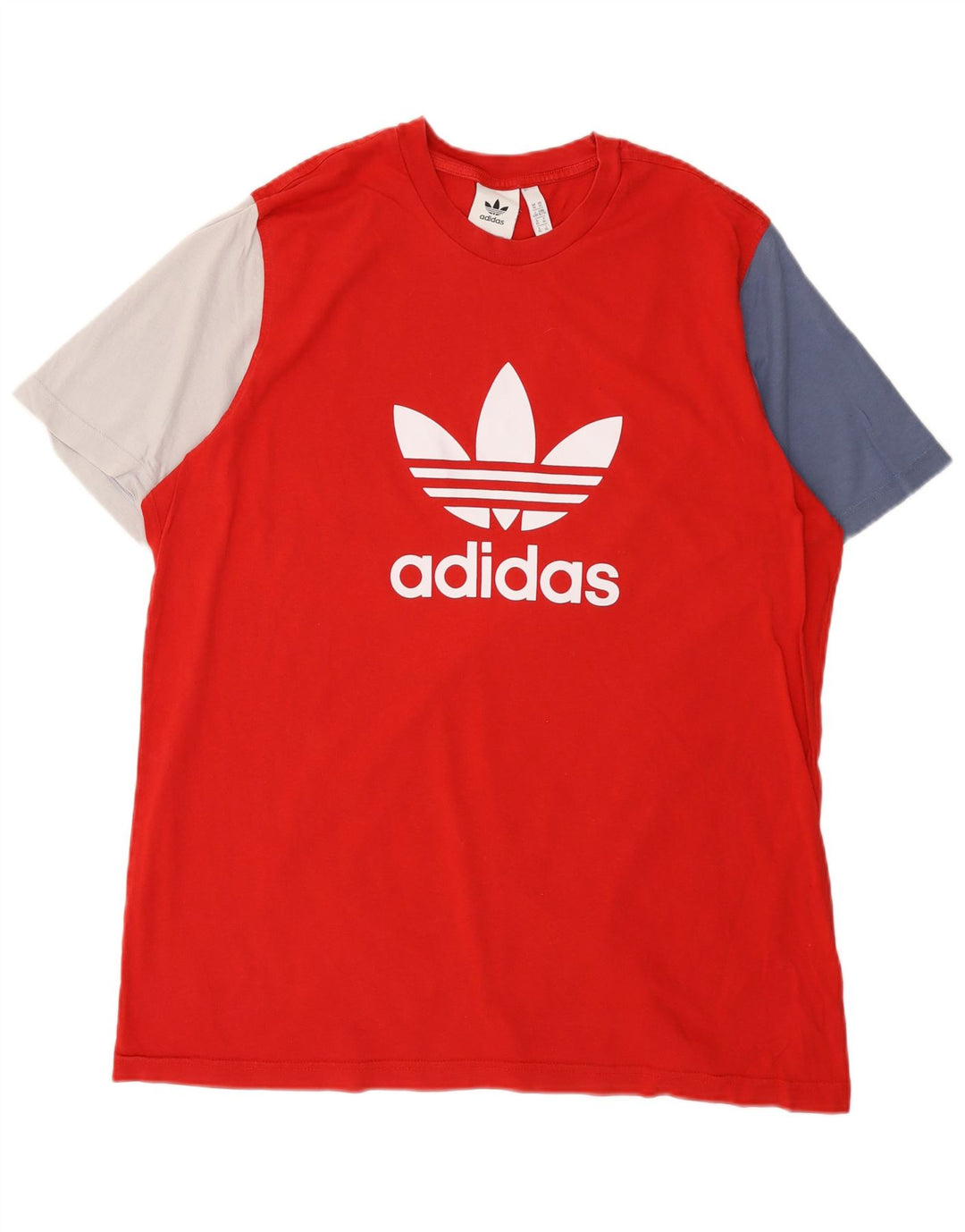 ADIDAS Grafisk T-shirt top til mænd XL Rød Colourblock Bomuld