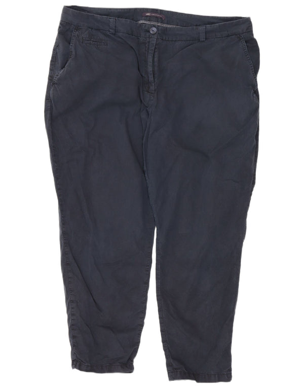 Marks & Spencer Dame Cropped Trousers UK 20 2XL W38 L25 Navy Blue