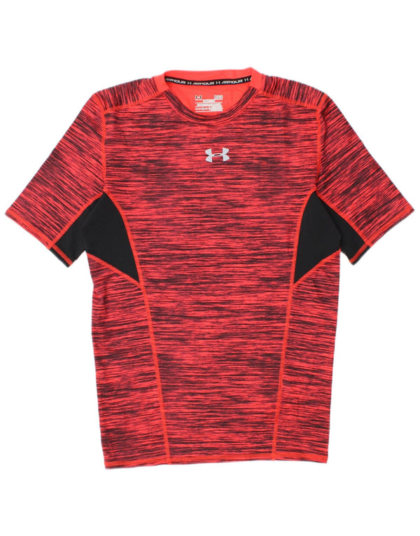 Under Armour Boys Heat Gear T-Shirt Top 11-12 År Stor Rød Flecked
