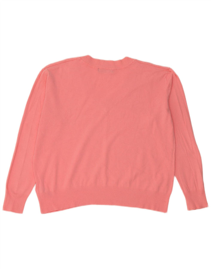 Marks & Spencer Dame V-hals sweater UK 14 Medium Pink Bomuld