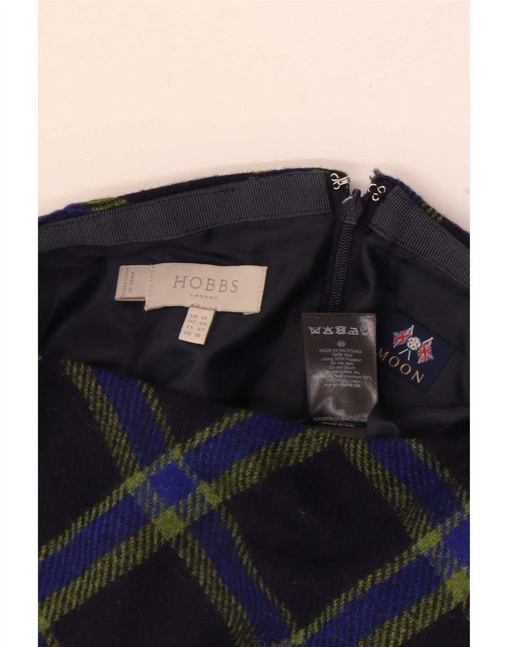 Hobbs Dame Mini Nederdel UK 14 Large W32 Navy Blue Check Wool