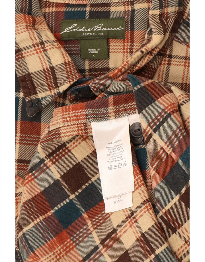 Eddie Bauer Herre flannelskjorte Stor beige ternet bomuld