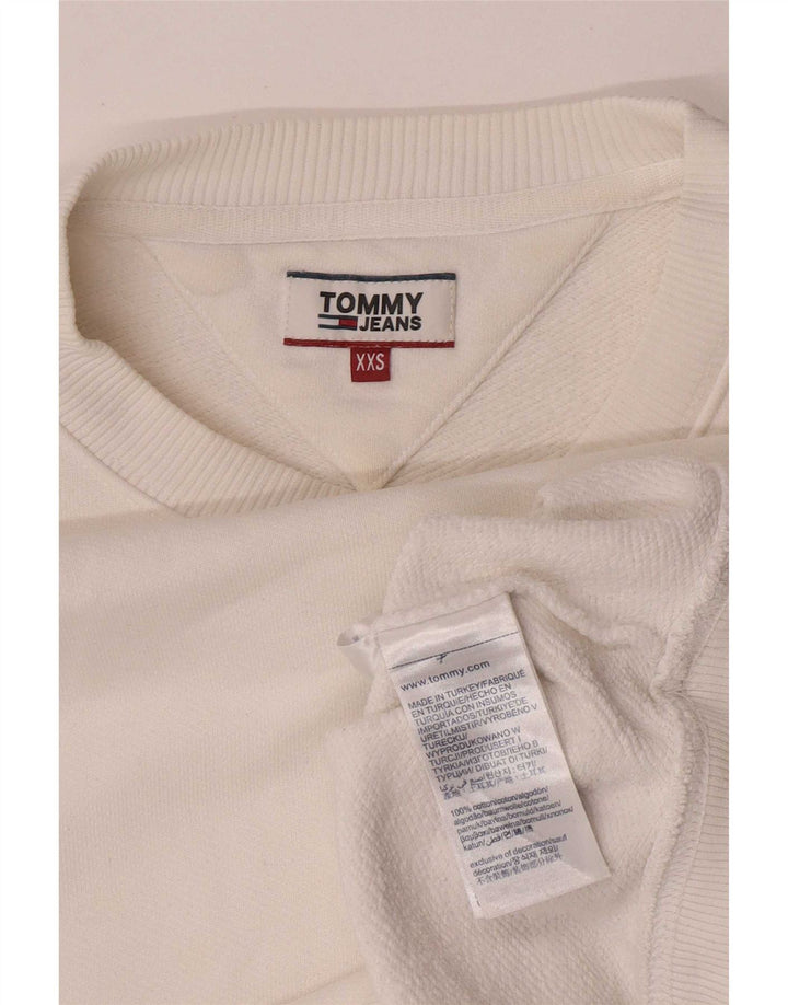 Tommy Hilfiger Dame Oversized Sweatshirt Jumper UK 2 2XS Hvid Bomuld