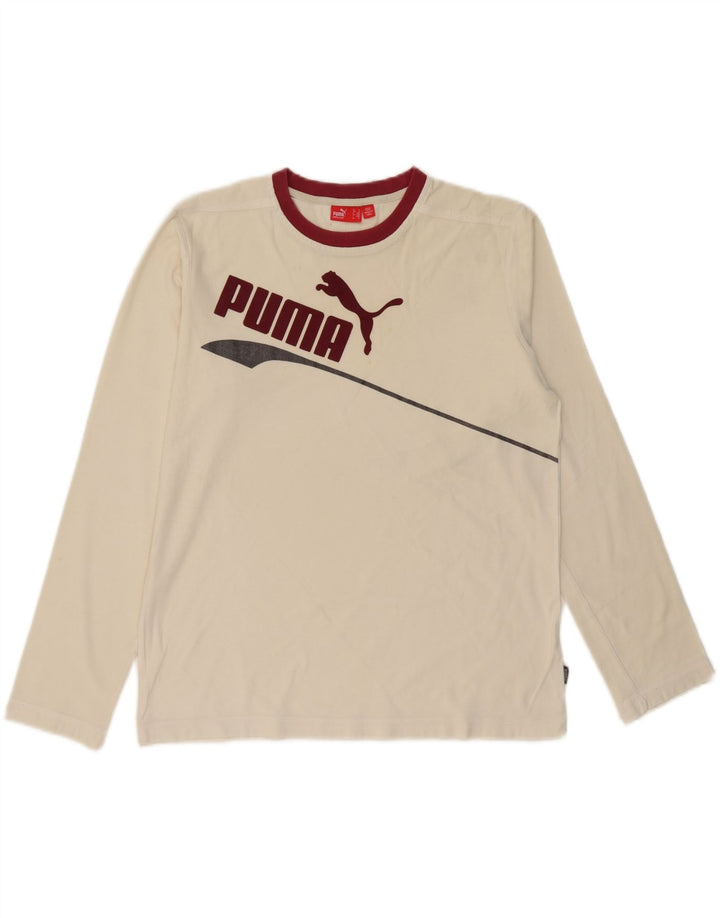 PUMA Mens Graphic Top Long Sleeve Medium Off White Vintage Puma and Second-Hand Puma from Messina Hembry 