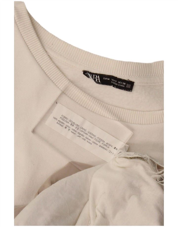 ZARA Sweatshirt Jumper UK 12 Medium Off White Colourblock Bomuld