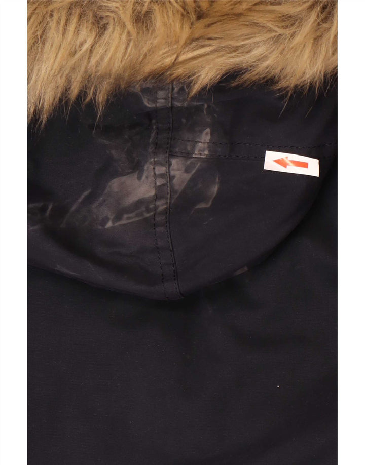 Superdry Parkajakke med hætte til mænd UK 44 2XL marineblå polyester