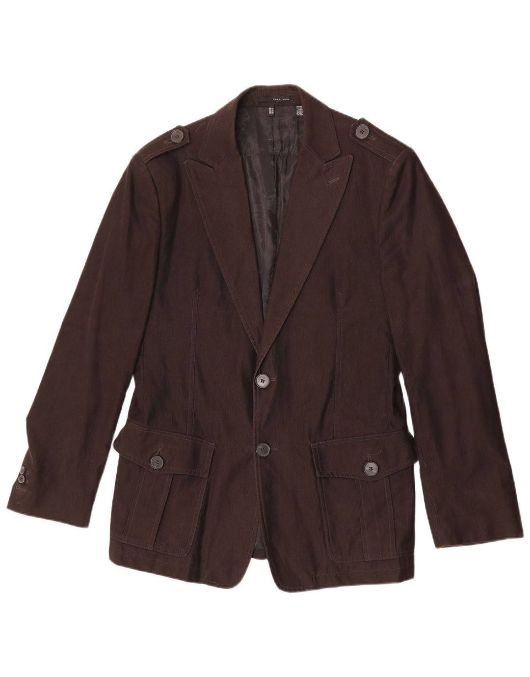 Zara Herre Military 2-knaps blazerjakke EU 54 XL Brun bomuld