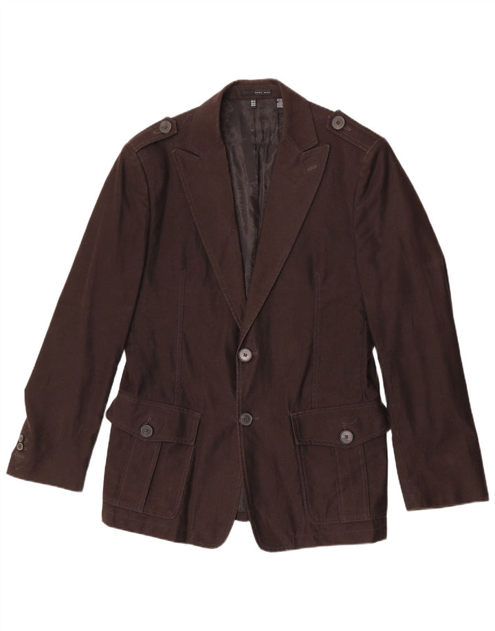 Zara Herre Military 2-knaps blazerjakke EU 54 XL Brun bomuld