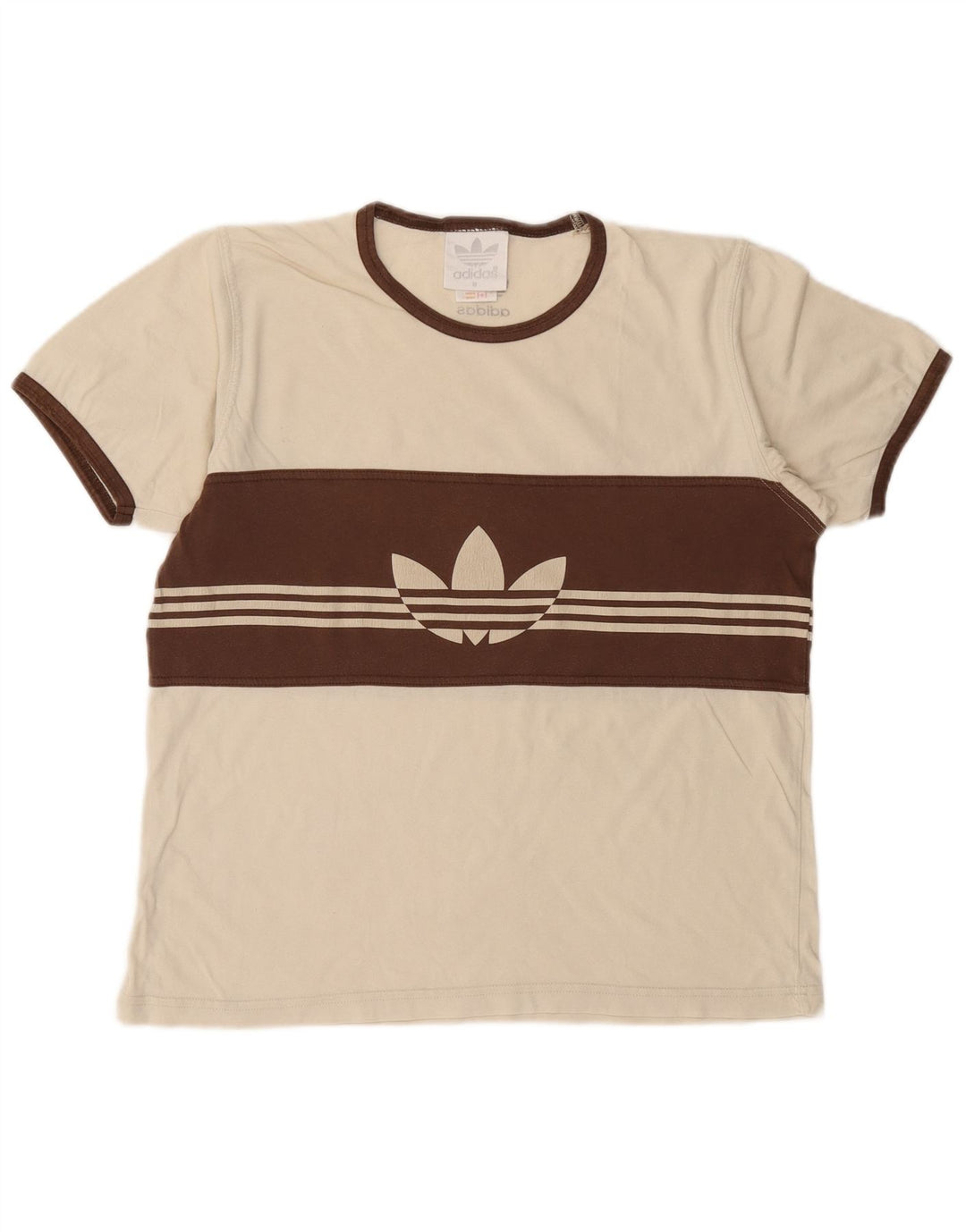 Adidas Herre grafisk T-shirt Top Medium Off White Colourblock Bomuld