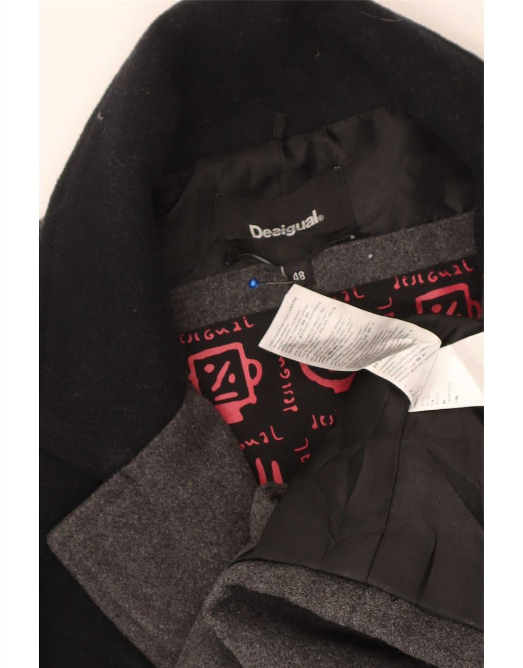 Desigual Herre Overfrakke IT 48 Mellemgrå Colourblock Polyester