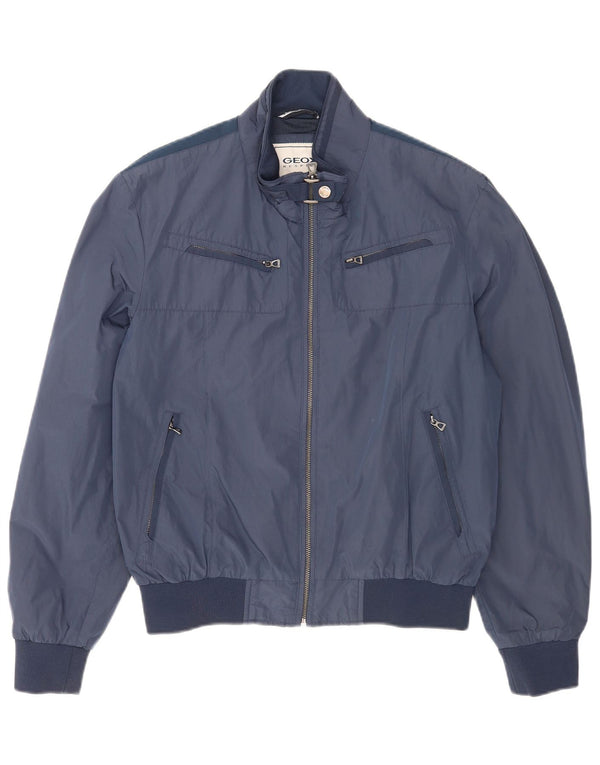 Geox Mens Respira Bomber Jacket UK 40 Large Navy Blue Polyester