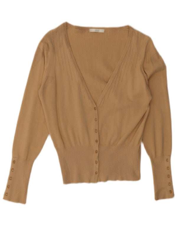 MARKS & SPENCER Dame Crop Cardigan Sweater UK 12 Medium Beige Bomuld