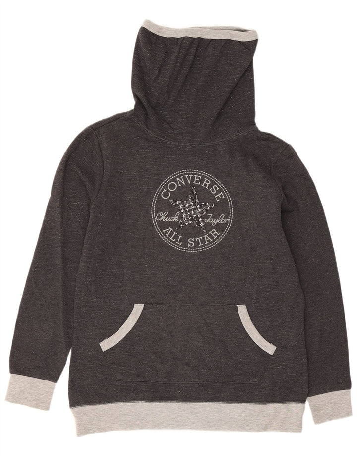 Converse Graphic Sweatshirt Jumper UK 10 Small Grey Colourblock