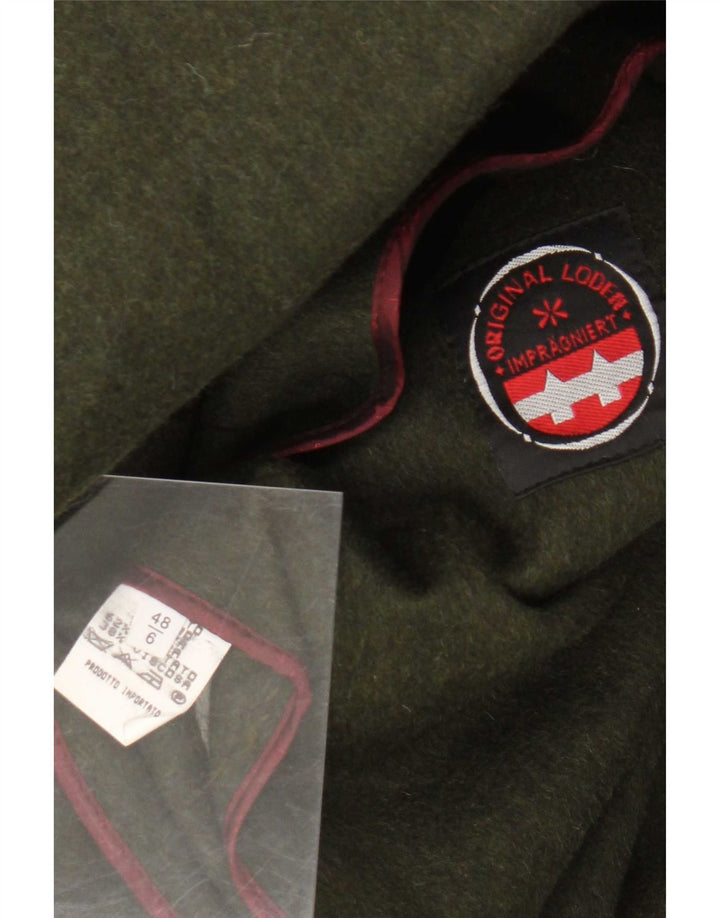 Loden Herre Overfrakke IT 48 Medium Khaki Wool