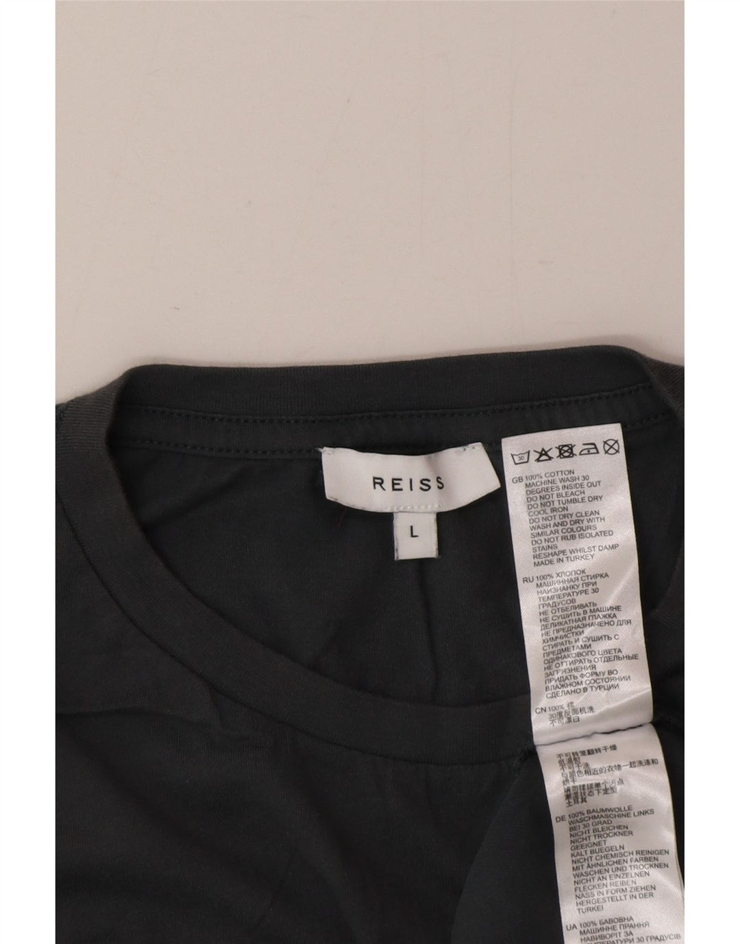 Reiss Herre T-Shirt Top Stor Blå Bomuld