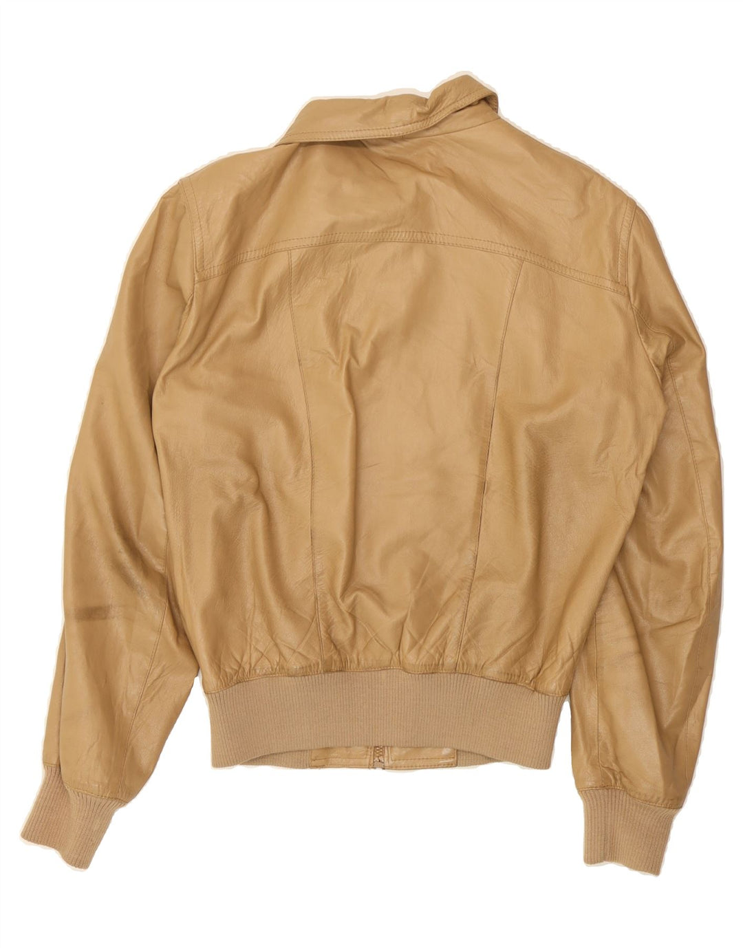 VINTAGE Womens Leather Jacket IT 52 2XL Beige Leather Vintage Vintage and Second-Hand Vintage from Messina Hembry 