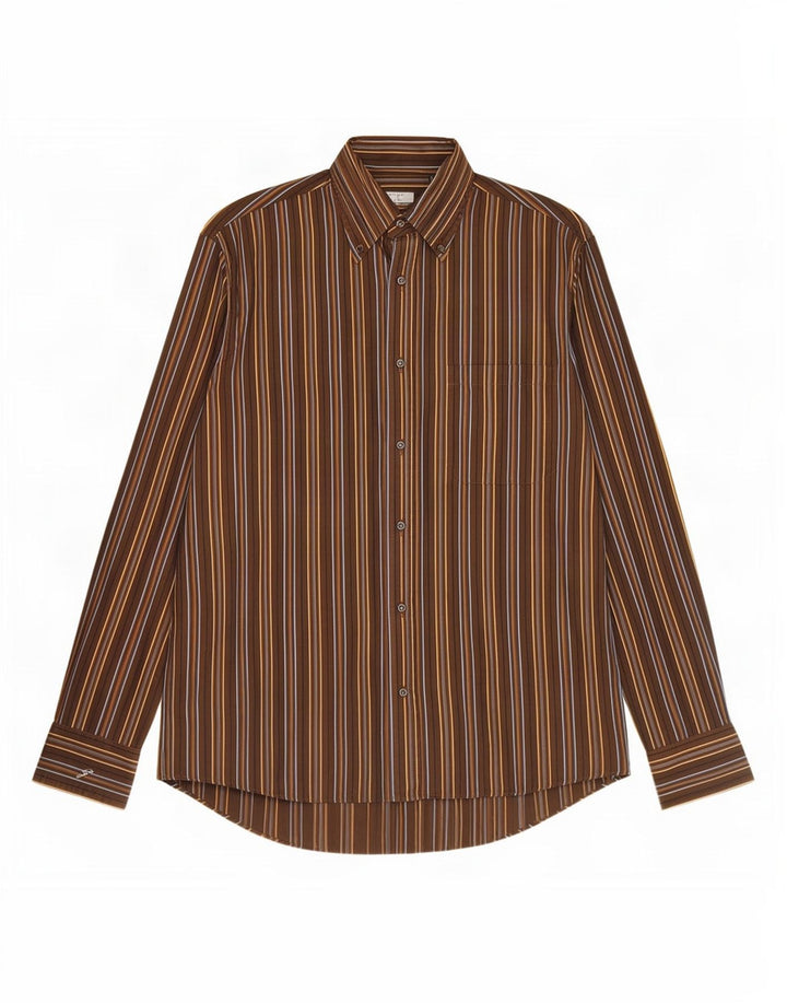 Gattinoni herreskjorte str. 39 15 1/2 medium brun stribet bomuld
