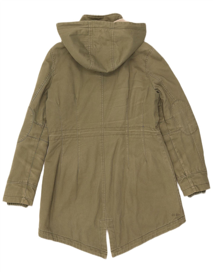 Fat Face Dame Hooded Parka Jacket UK 14 Medium Khaki Cotton