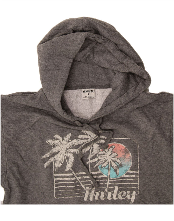 HURLEY Womens Graphic Hoodie Jumper UK 10 Small Grey Vintage Hurley and Second-Hand Hurley from Messina Hembry 