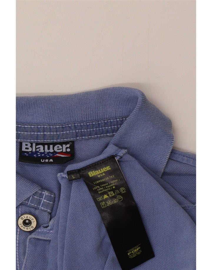 Blauer Poloskjorte til mænd Stor blå bomuld