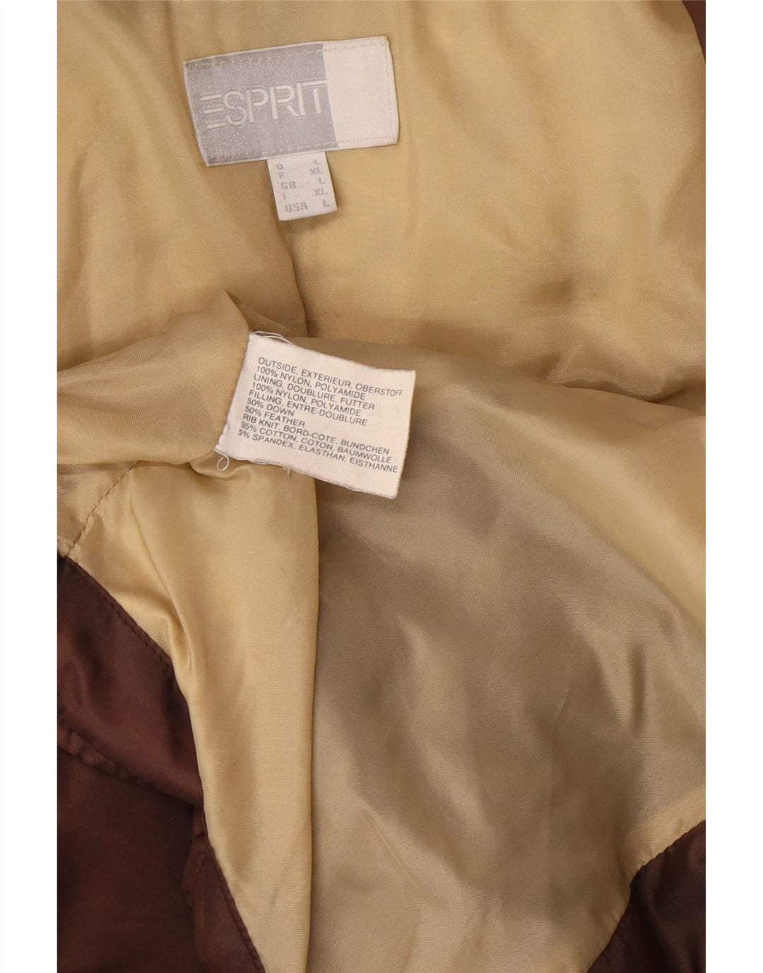 ESPRIT polstret jakke til kvinder UK 16 Stor brun nylon