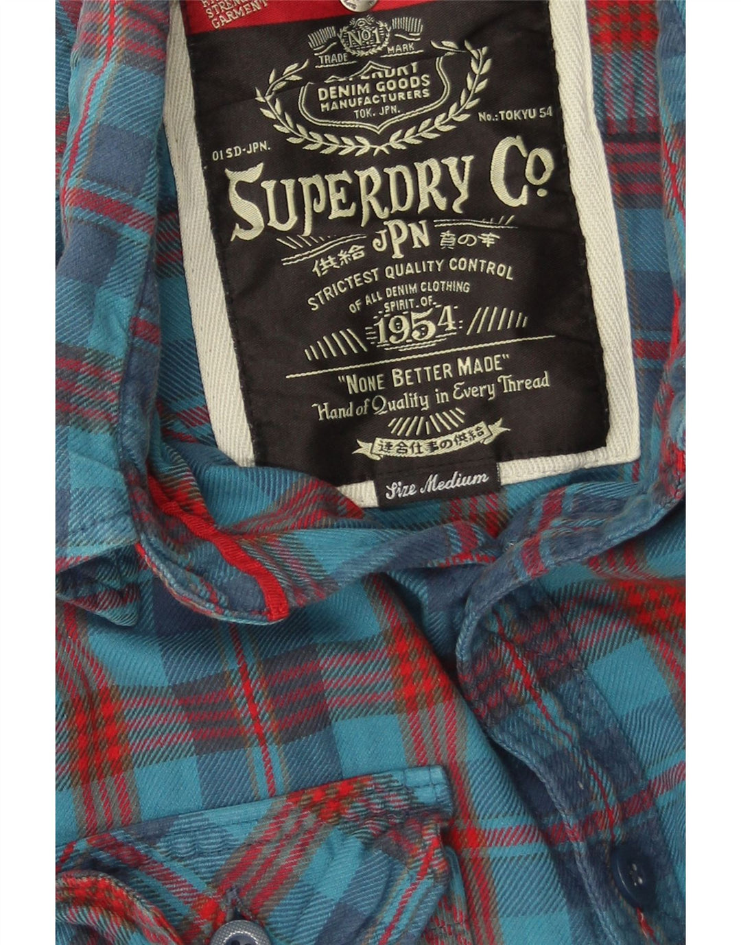 Superdry Flanelskjorte til mænd mellemblå ternet bomuld