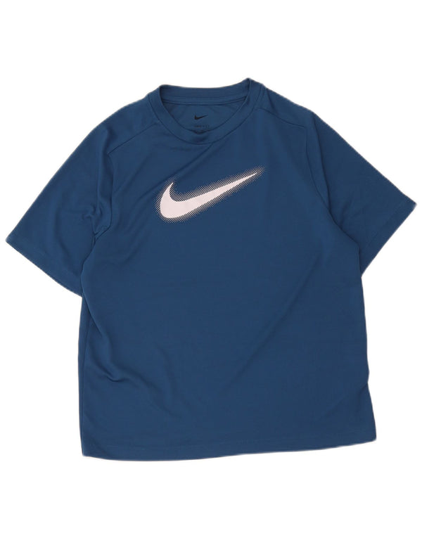 Nike drenge Dri Fit grafisk T-shirt top 13-14 år XL marineblå polyester