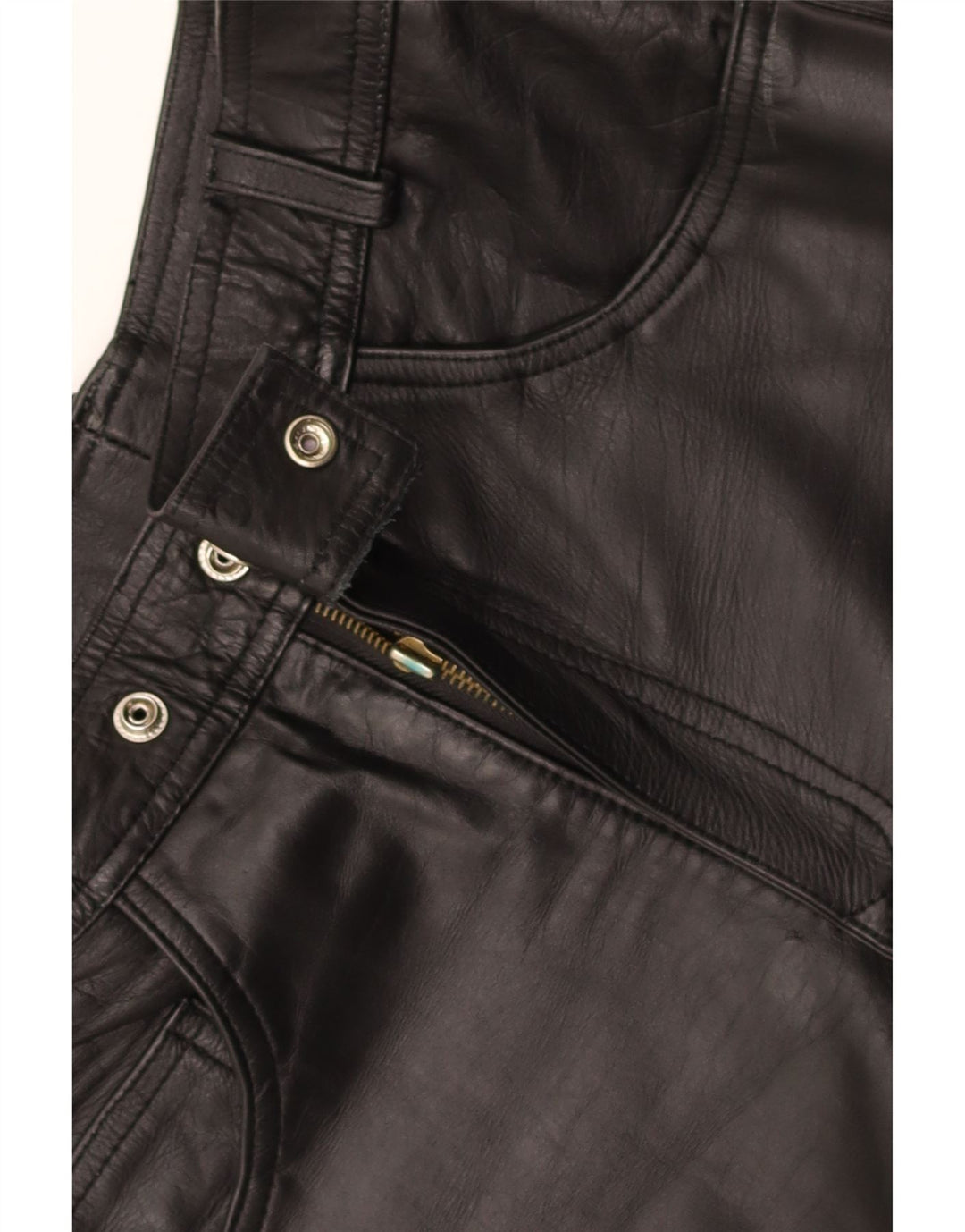 VINTAGE Womens Tapered Leather Trousers W30 L28 Black