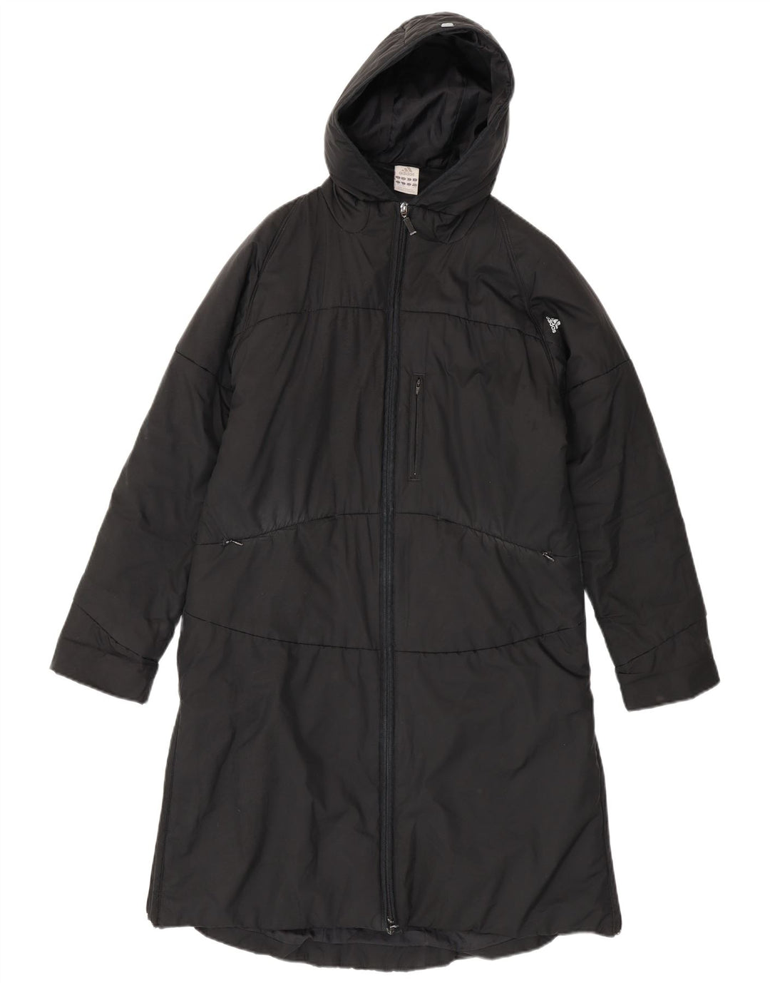 Adidas Dame Hætte Polstret Frakke UK 14 Medium Sort Polyester