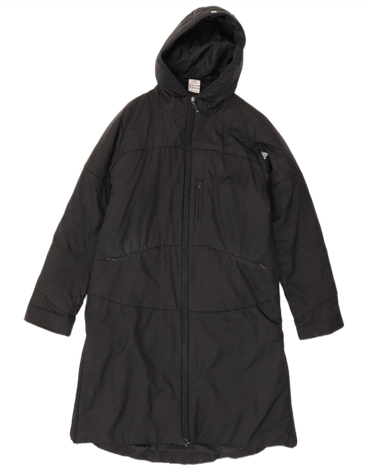 Adidas Dame Hætte Polstret Frakke UK 14 Medium Sort Polyester
