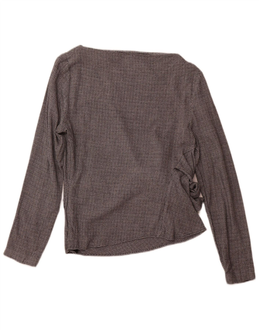 ZARA langærmet blusetop til kvinder UK 12 Medium Grey Houndstooth Viscose