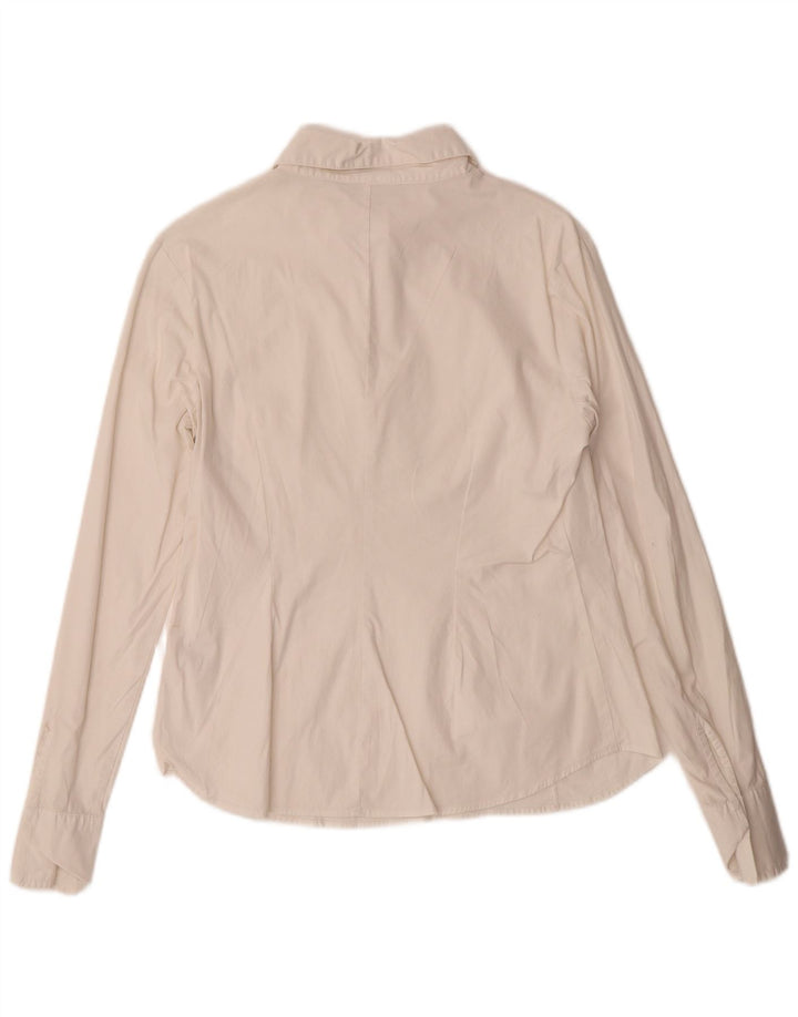 BENETTON Womens Pullover Shirt UK 12 Medium White Cotton