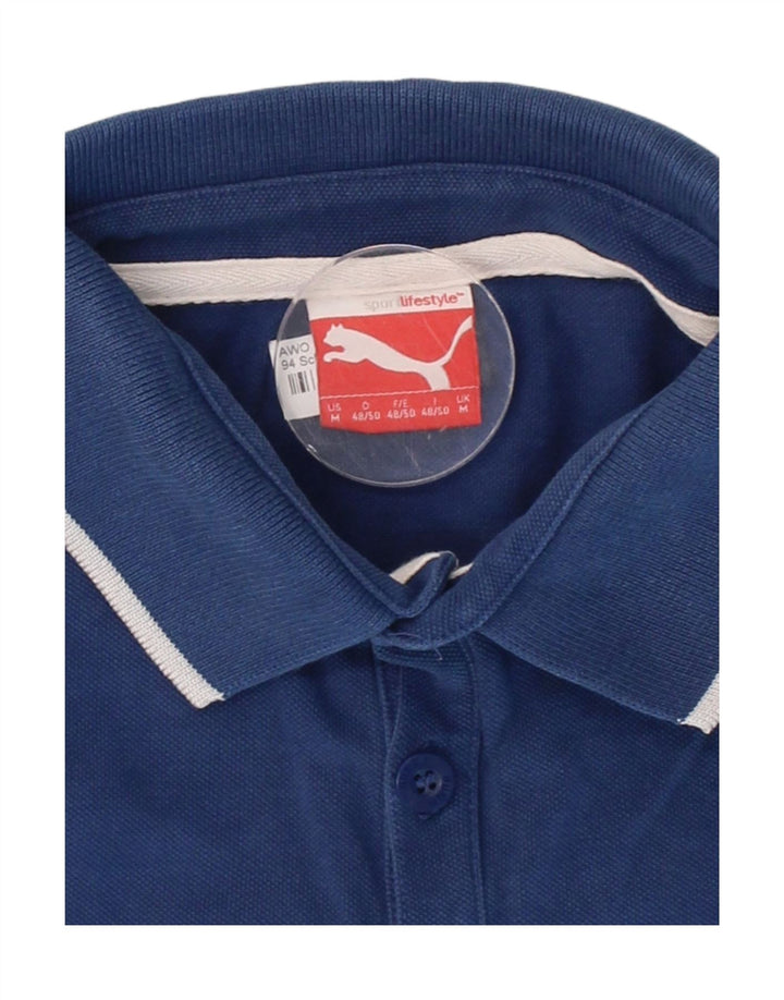 PUMA Mens Polo Shirt Medium Blue Cotton Vintage Puma and Second-Hand Puma from Messina Hembry 