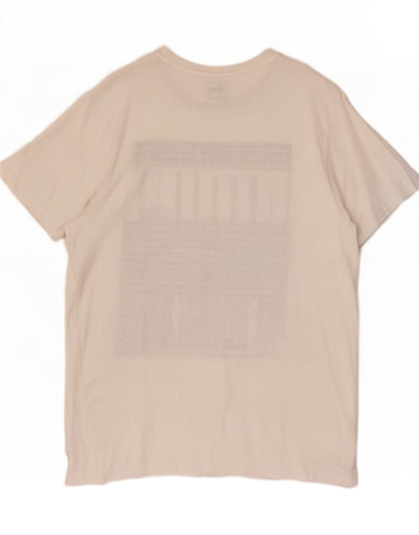 Puma Herre Grafisk T-Shirt Top Stor Hvid Bomuld
