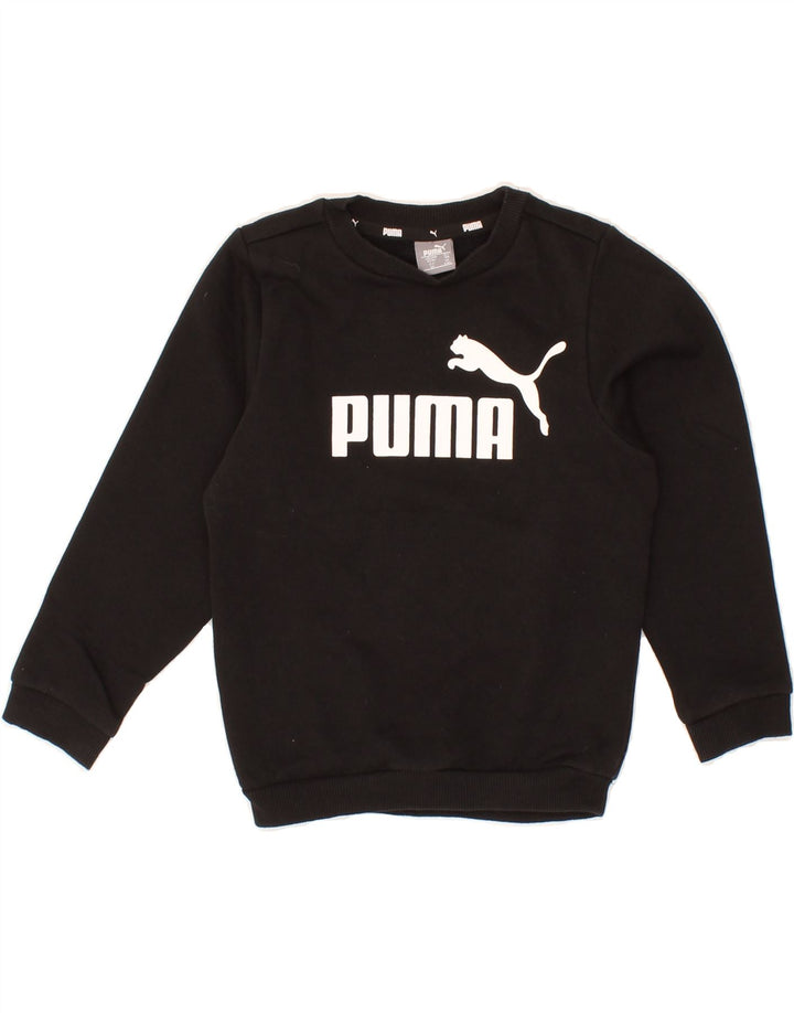 PUMA Boys Graphic Sweatshirt Jumper 3-4 Years Black Cotton Vintage Puma and Second-Hand Puma from Messina Hembry 
