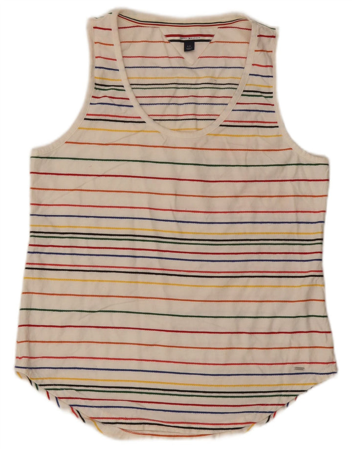 Tommy Hilfiger Damevest Top UK 14 Stor Flerfarvet Stribet Bomuld