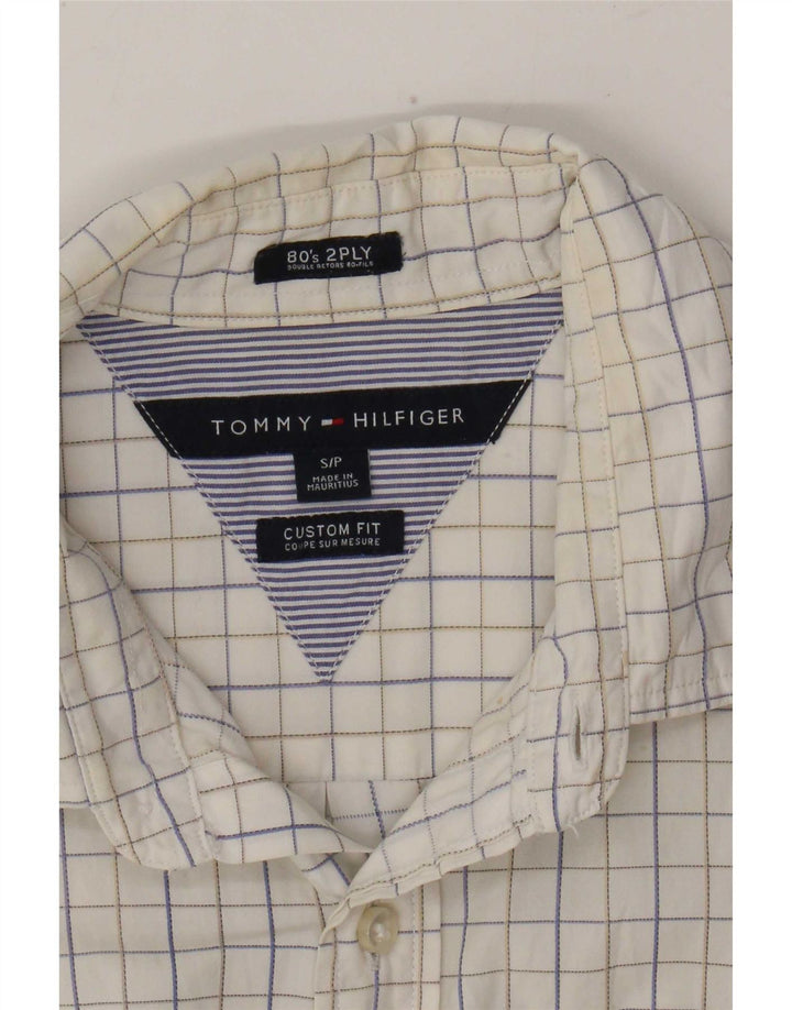 Tommy Hilfiger Herre Custom Fit skjorte lille hvid ternet