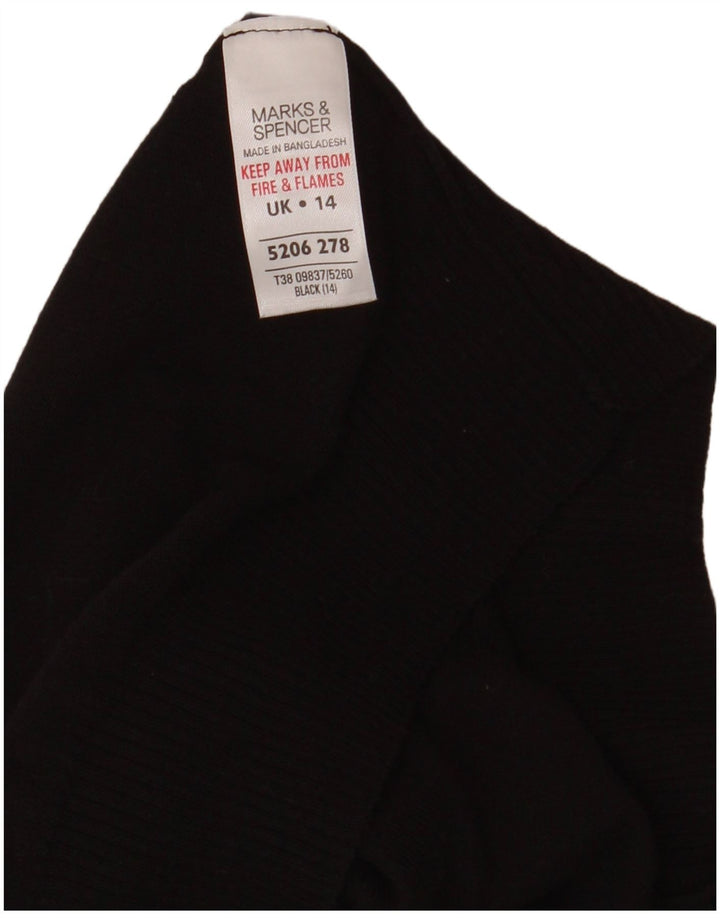 Marks & Spencer Dame 3/4-ærmet Crop cardigan sweater UK 14 Medium Black