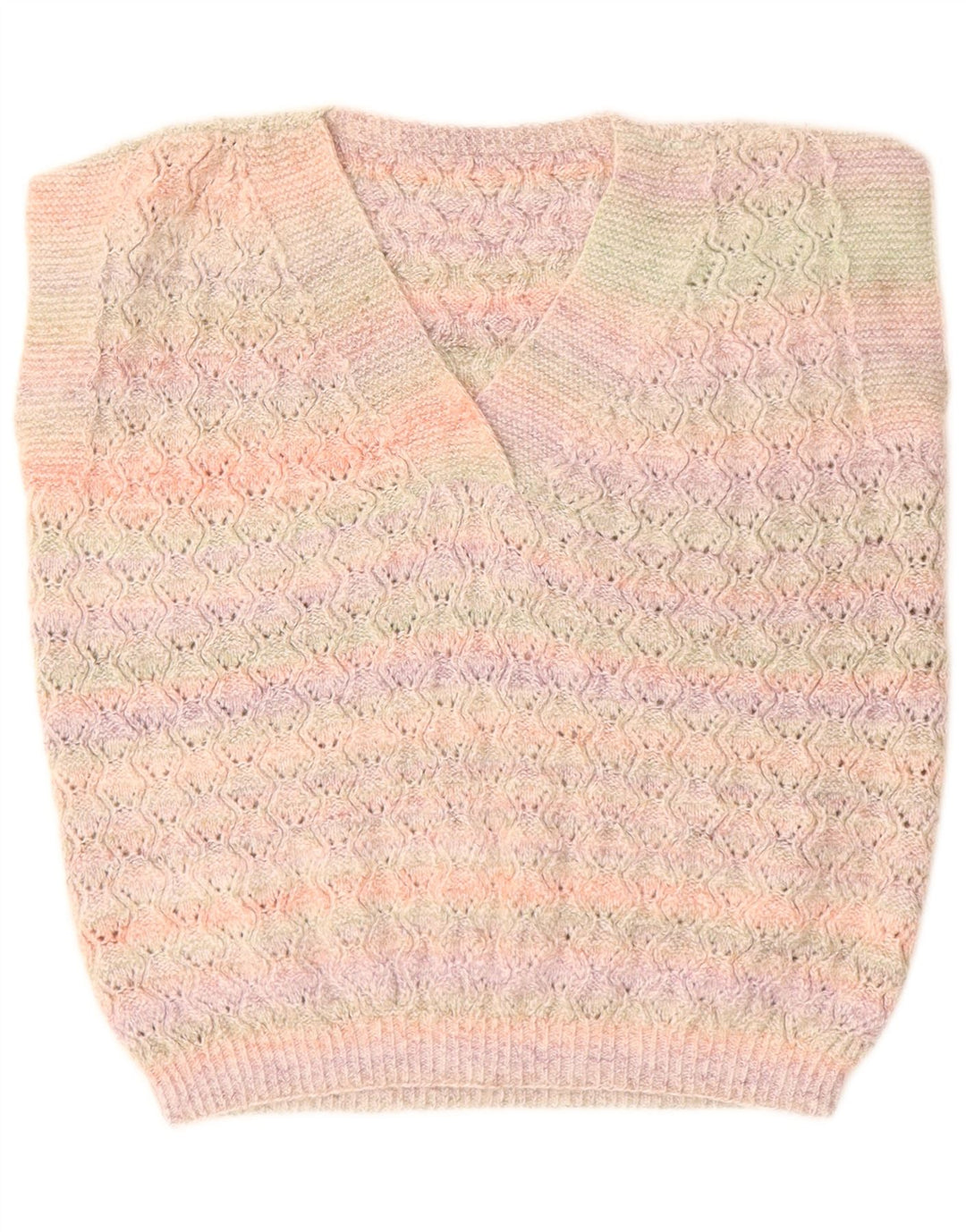 VINTAGE Dame Vest Tank Top UK 16 Large Pink Stribet