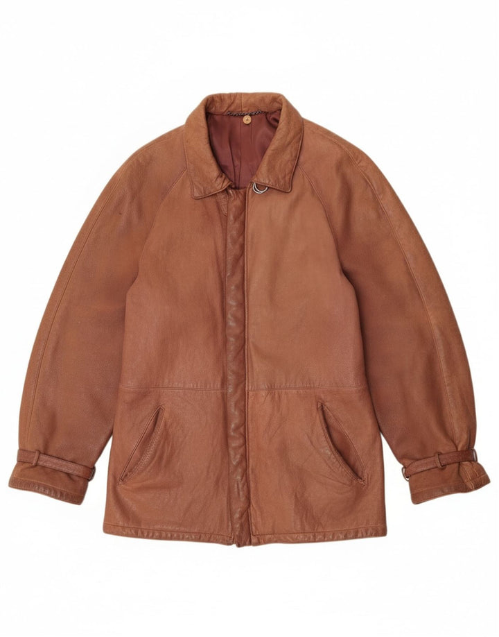 Vintage dame læderjakke IT 52 2XL Brun