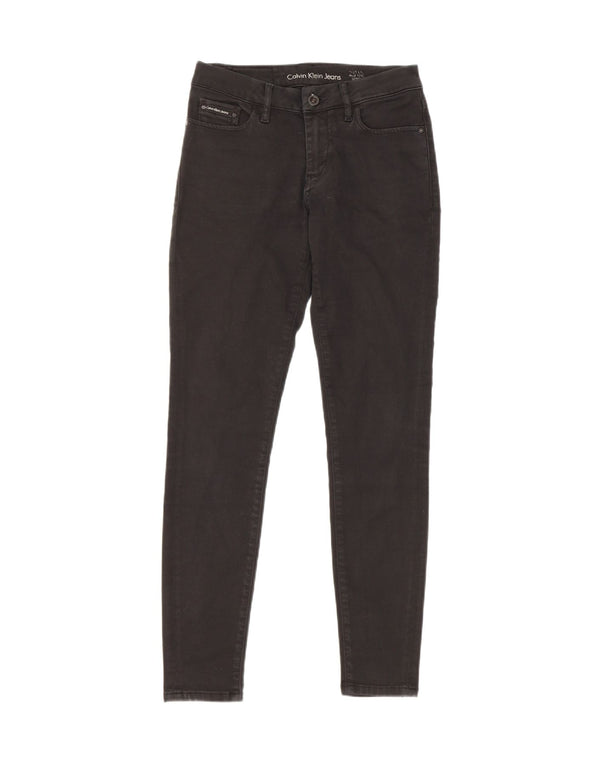 Calvin Klein Dame Mid Rise Skinny Jeans W25 L30 Sort Bomuld