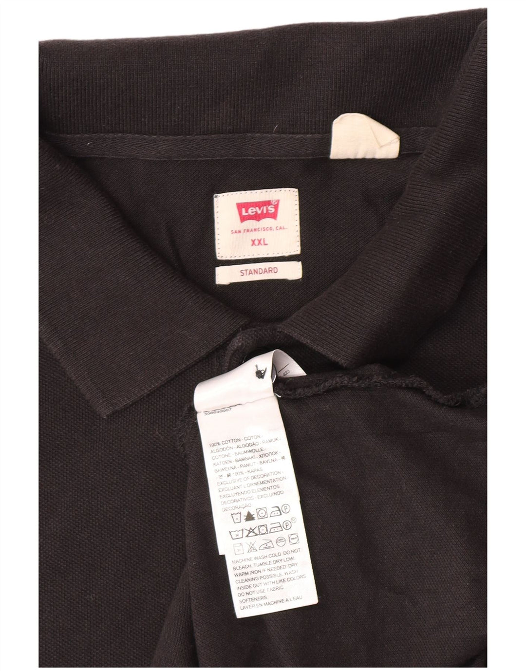 Levi's Herre afslappet pasform poloskjorte 2XL sort bomuld