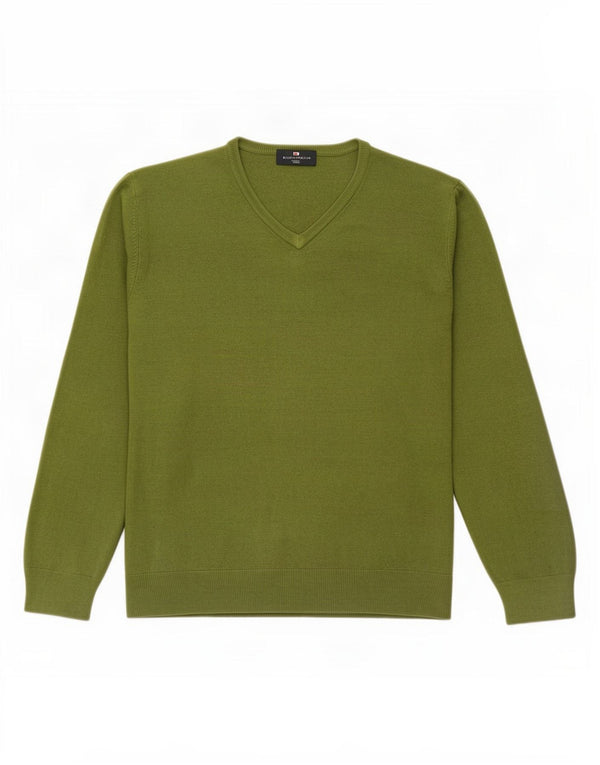 Marks & Spencer Herre V-hals sweater Stor grøn akryl